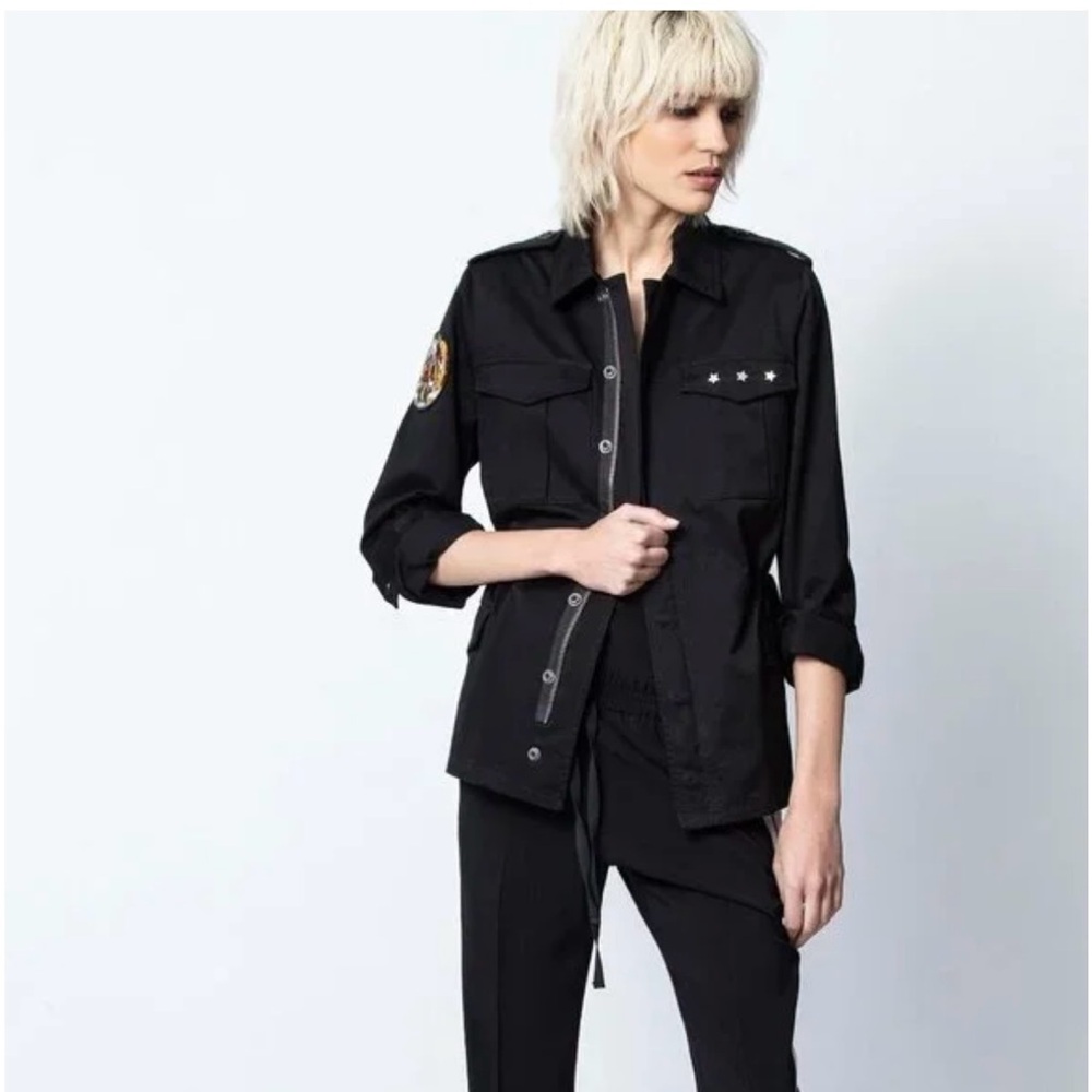 Zadig & Voltaire Kayak Mili Black Skull Cargo Jacket